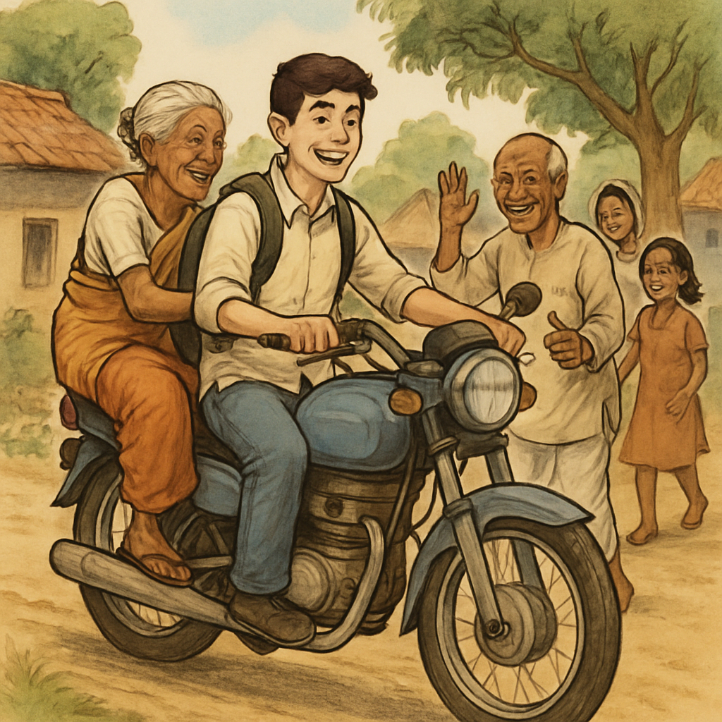 Motivational Story: अच्छे काम करने वाले का साथ भगवान हमेशा देते हैं। 3 freepik a kindhearted student riding a motorcycle helping 86350